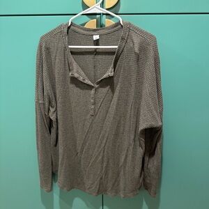 Old Navy Olive Green Waffle Knit Henley - L